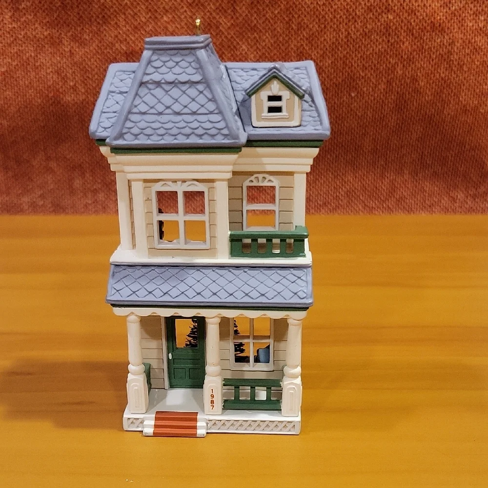Hallmark House on Main Street Ornament - White and Blue